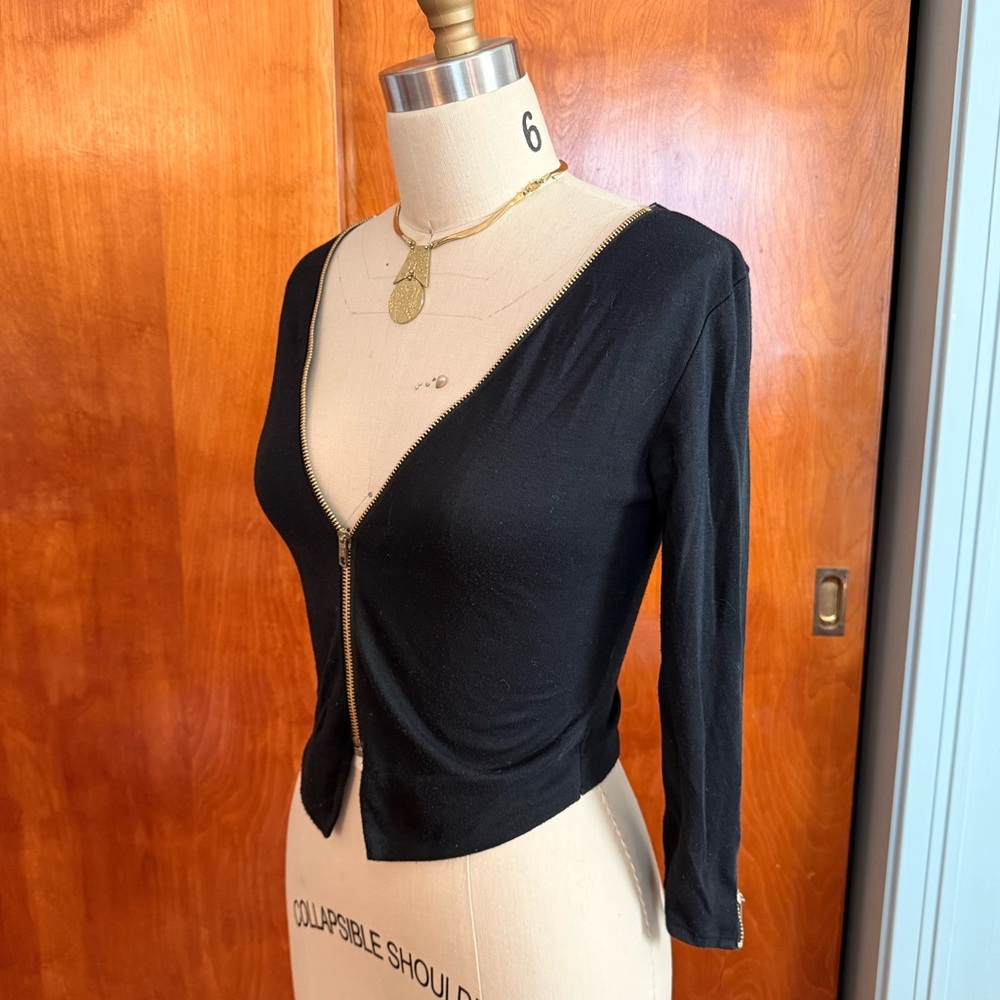 Vintage Jump In Black with Gold Zipper Front Shirt